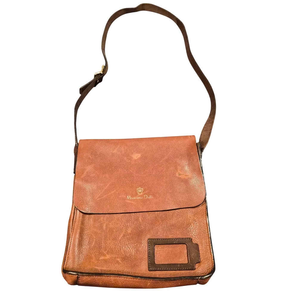 Massimo Dutti Brown Leather Crossbody Messenger Bag Adjustable Strap Small